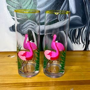 Fanny The flamingo glass set vintage Pier 1.